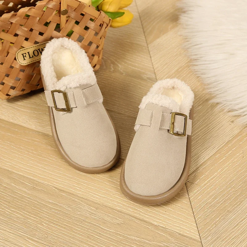 Kinderen Bont Slippers Winter Meisjes Warm Huis Slippers Zachte Bodem Anti-Slip Kids Causal Fashion Platte Katoenen Slippers Veelzijdig