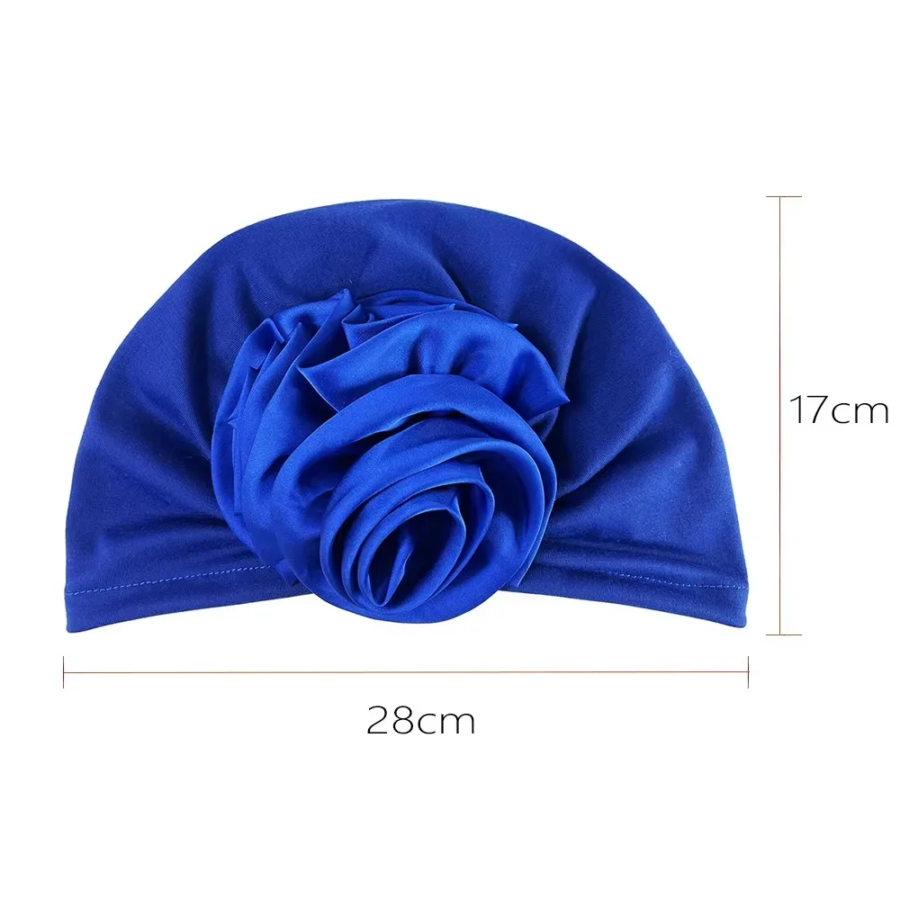 Neue Mode Satin Blumen Turban Hijab Hüte Afrikanische Kopf Wraps Elastische Muslimischen Hüte Atmungsaktive Chemo Kappe Für Frauen Mädchen – Detail 2