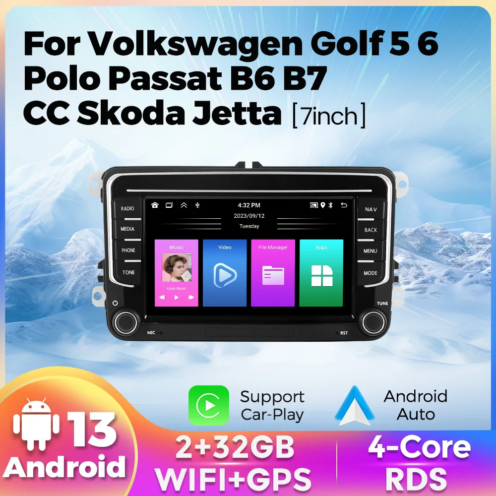 

Android 13 Auto 2 Din Stereo Carplay Android Auto For Volkswagen Golf 5 6 Polo Passat B6 B7 CC Skoda Jetta Car Multimedia Player