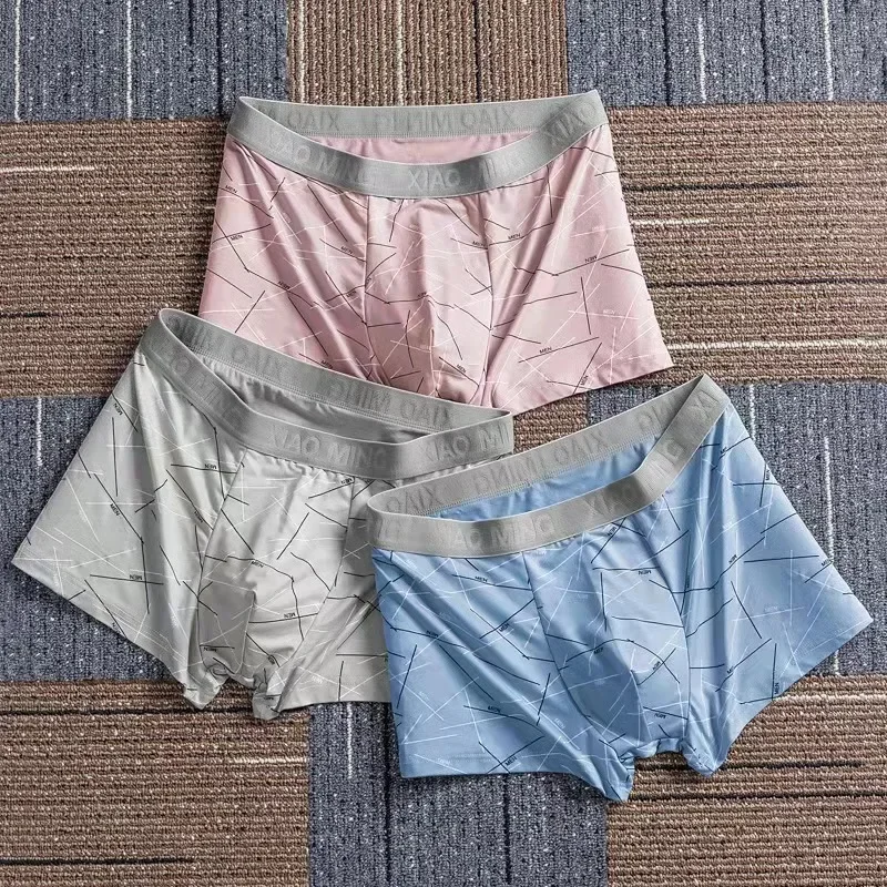 

Men's Underwear, Comfortable, Soft and Fashionable Daily Line Print Intimate Boxer Briefs, Sporty and Breathable Boxers