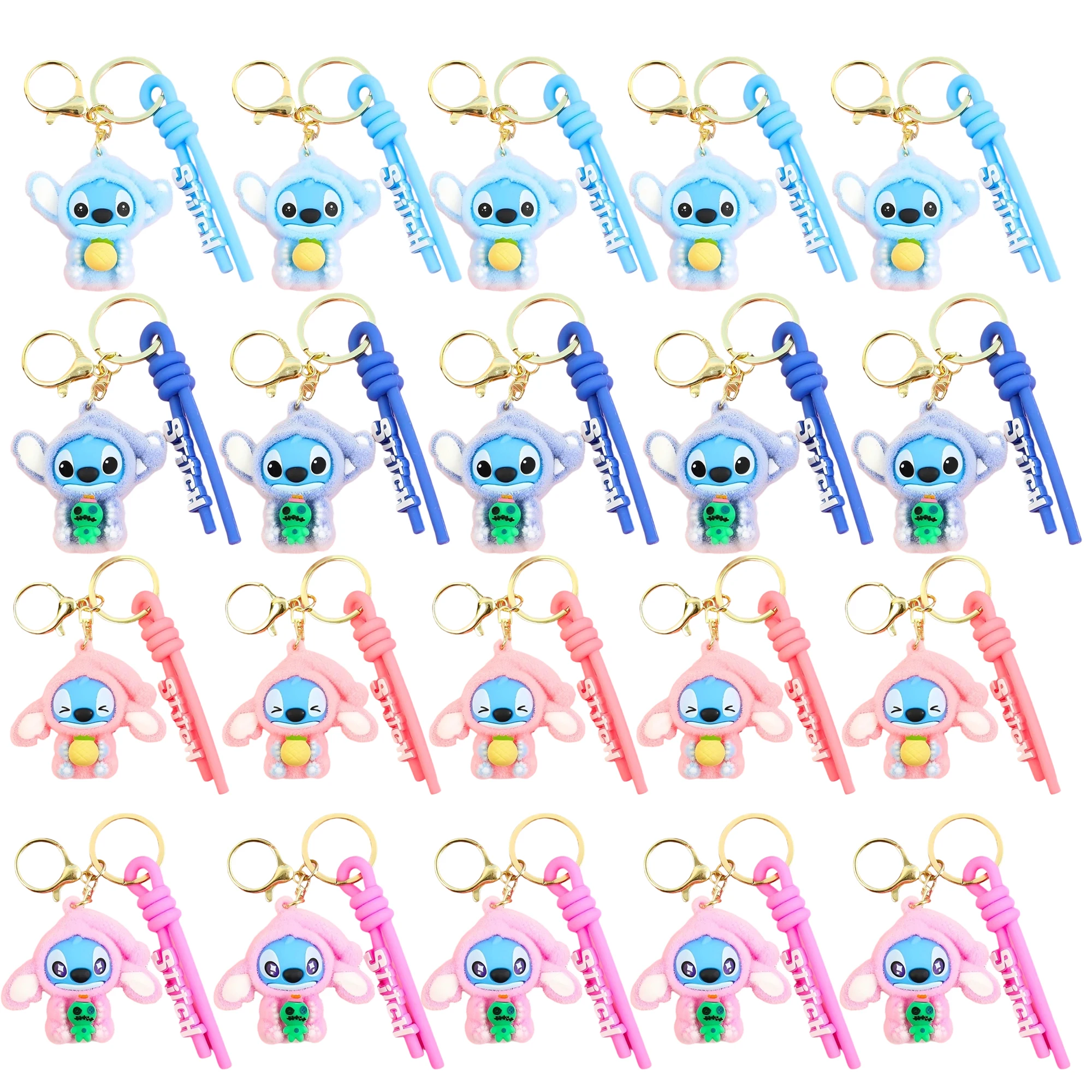

5Set 20PCS Wholesale Stitch Disney Keychain Figure Toy Cute Supple Cartoon Character Toy Keychain Pendant Fan Kid Birthday Gifts