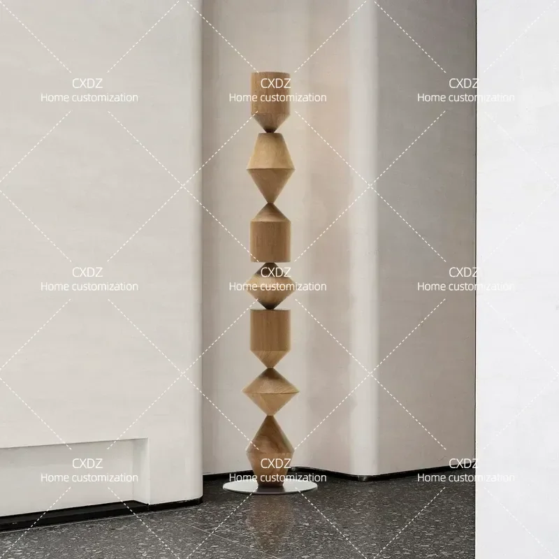 Infinity Pillar Wood Carving Floor Ornament Vertical Art Sculpture for Hotel Model Room Sales Office Entrance Soft Decoration