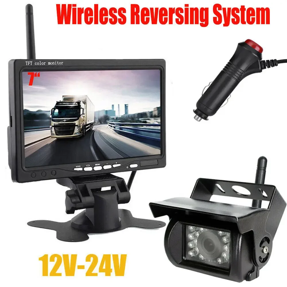 Monitor per retrovisione telecamera per camion Wireless Monitor da 7 pollici per camion Bus RV rimorchio escavatore Monitor per auto immagine inversa 12V-24V