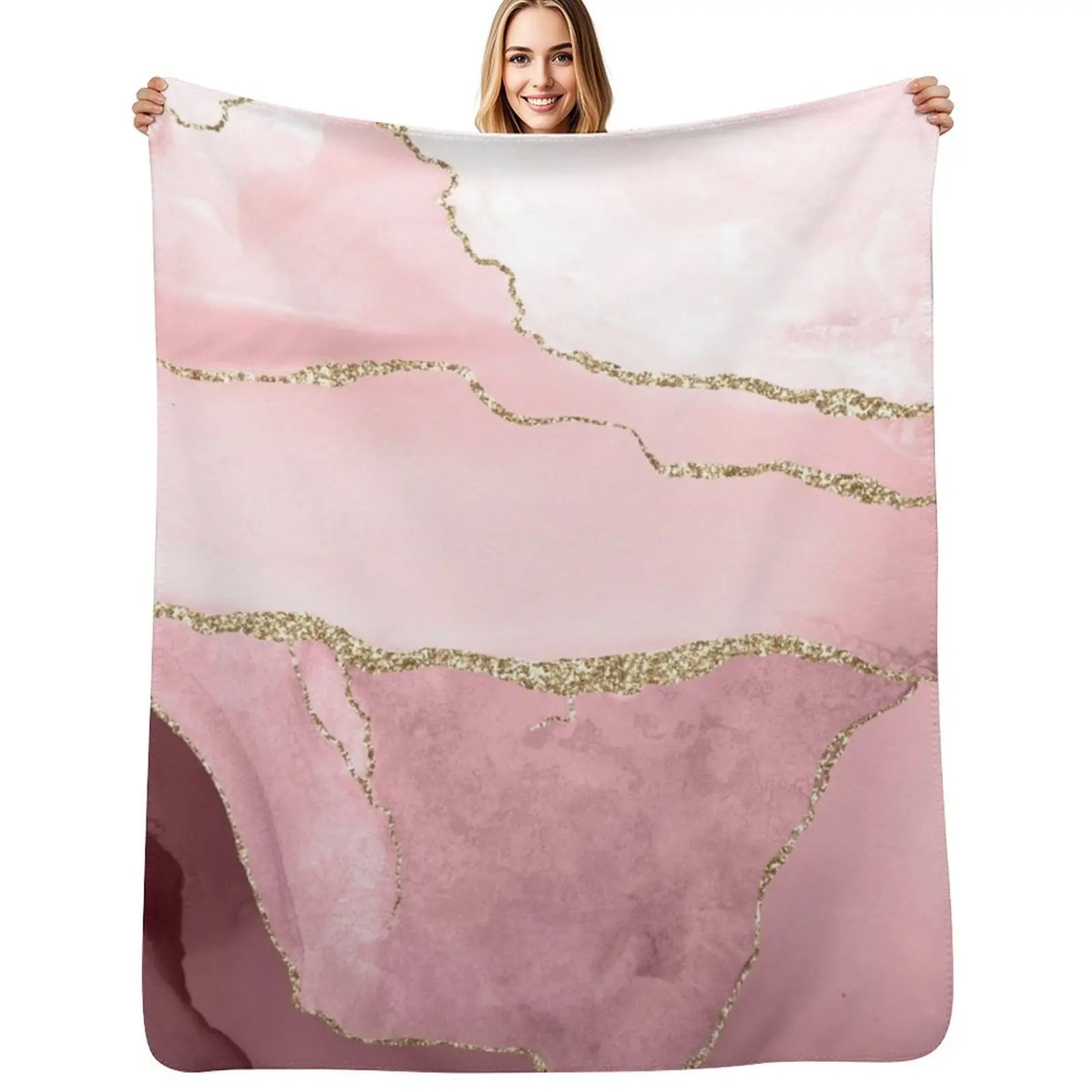 Акварельный агат, румяно-розовый бордовый одеяло с искусственными золотыми венами, декоративное одеяло, декоративные одеяла для дивана