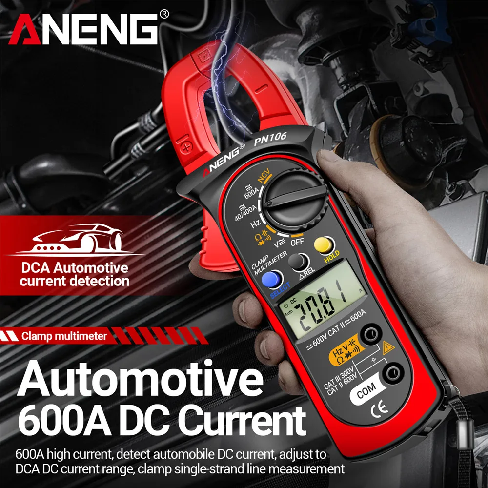 

Мультиметр-клещи ANENG PN106: измерение переменного/постоянного тока, напряжения, сопротивления, емкости, NCV (бесконтактное измерение напряжения), True RMS, инструмент для электриков