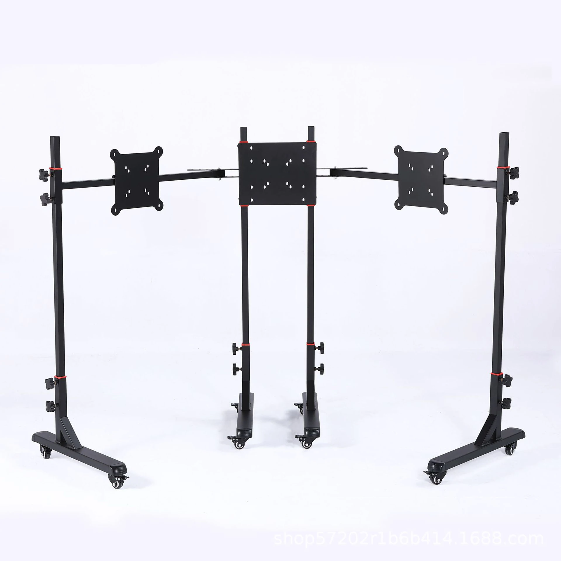 Racing Game Accessories Triple Display Screen Stand Floor Stand TV Stand with Pulleys Swivel Brakable