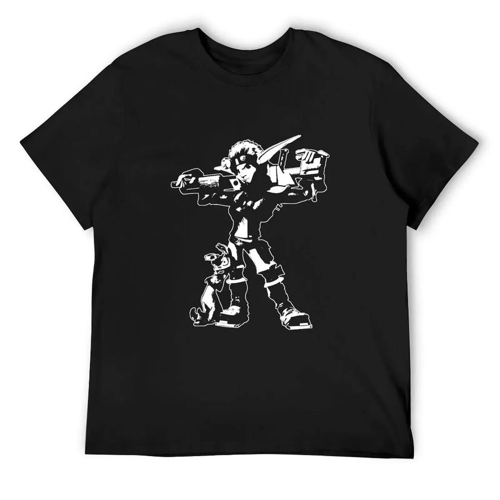 

Jak and Daxter - Jak 2 White Silhouette T-Shirt street wear baggy shirts plus size clothes funny t shirts men