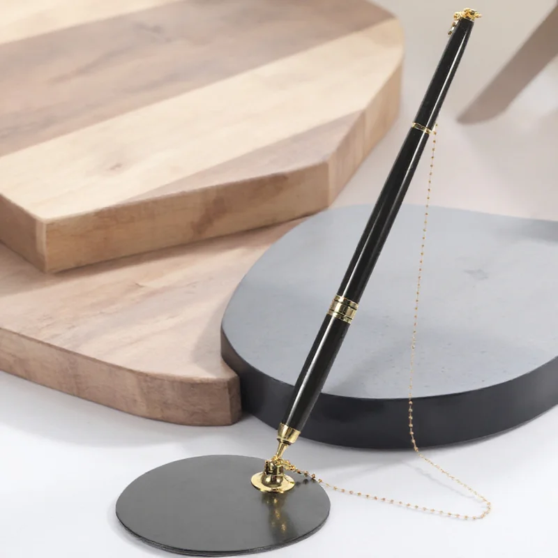 

Security Pen With Chain Table Standing Business Signature Pen Desktop Writing Instrument For Office Bank Guest Book Signing