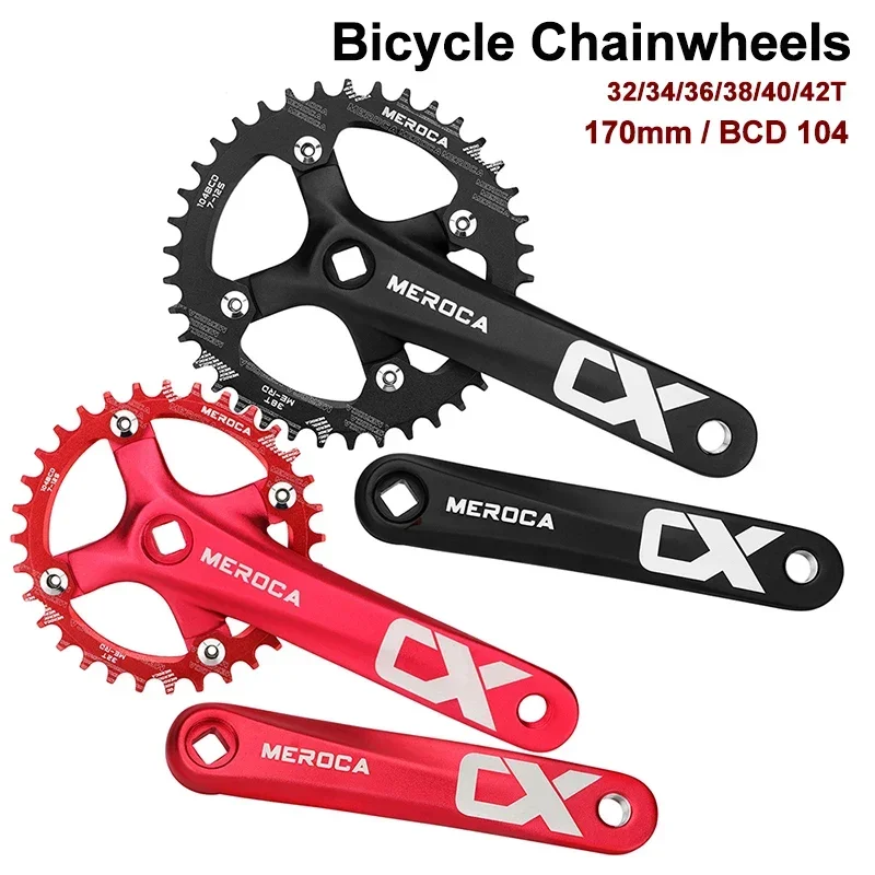 Aluminum Alloy Bike Chainwheel Set, 104mm BCD, 32-38T MTB Cranksets, Durable Cycling Parts