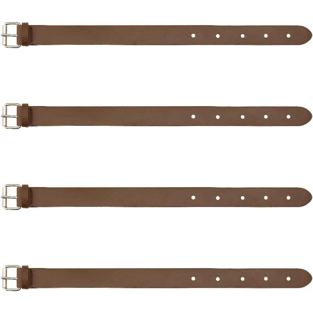 

4 Pack Traditional Kilt Extender Straps - 15.74 Inch x 1 Inch Coconut Brown Imitation Leather with Adjustable Metal Buckle