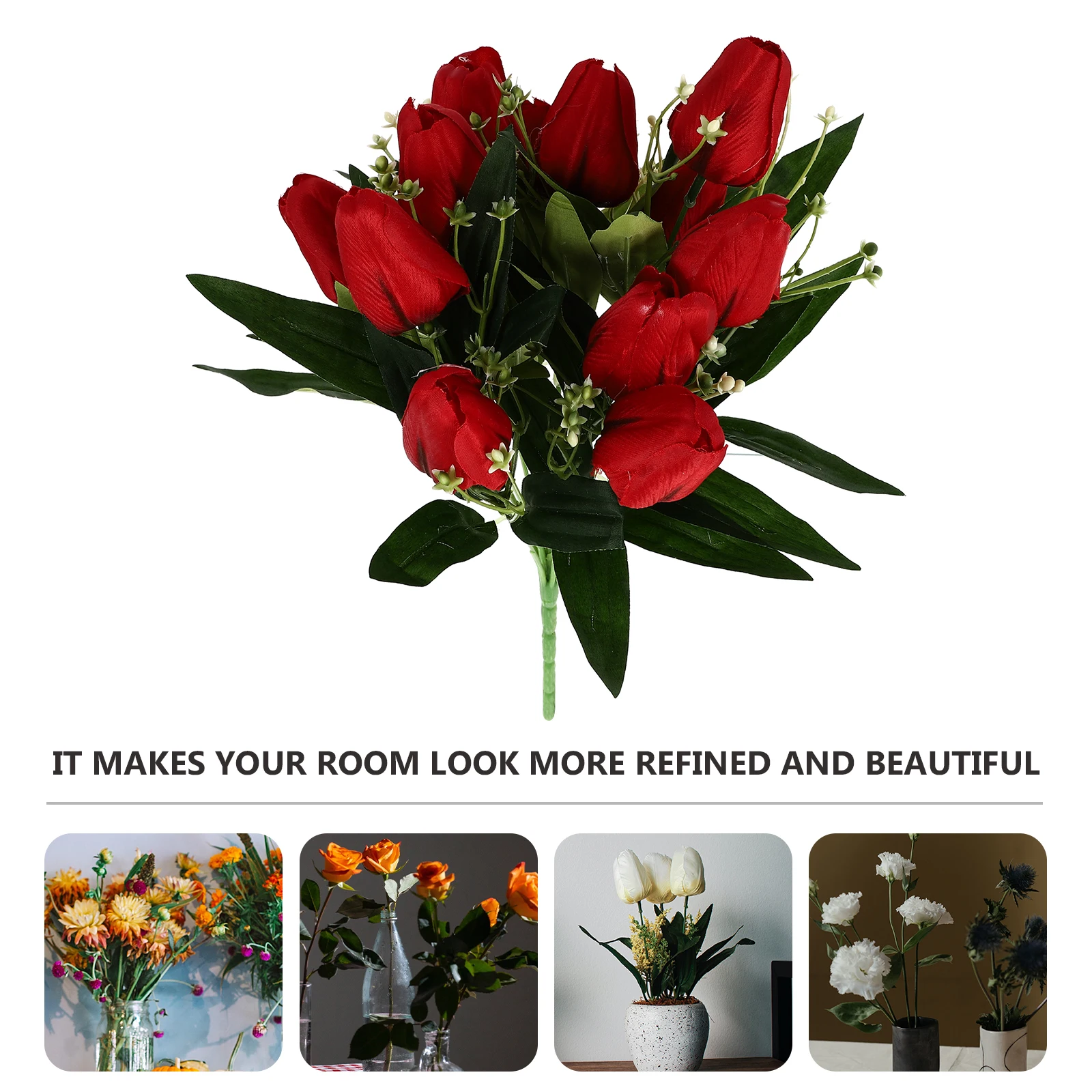 

Simulated Tulip Bouquet Household Fake Flower Adorn Decoration Props Cloth Room Bride Artificial Flowers