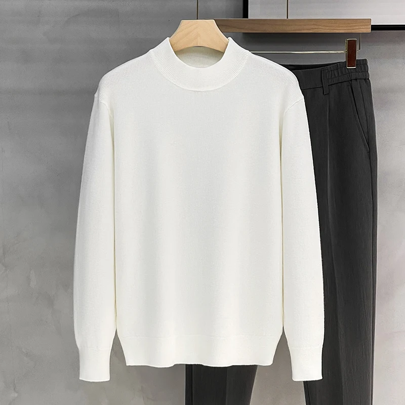 남성용 미드넥 니트웨어 슬림핏 두꺼운 가을 겨울 따뜻한 베이스 셔츠 이너웨어 하프 하이 칼라 스웨터 캐주얼 스타일