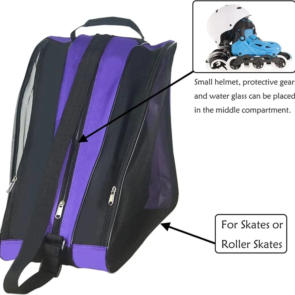 Portable Large Capacity Roller Skate Bag Breathable Adjustable Straps roller skate backpack Storage Bag