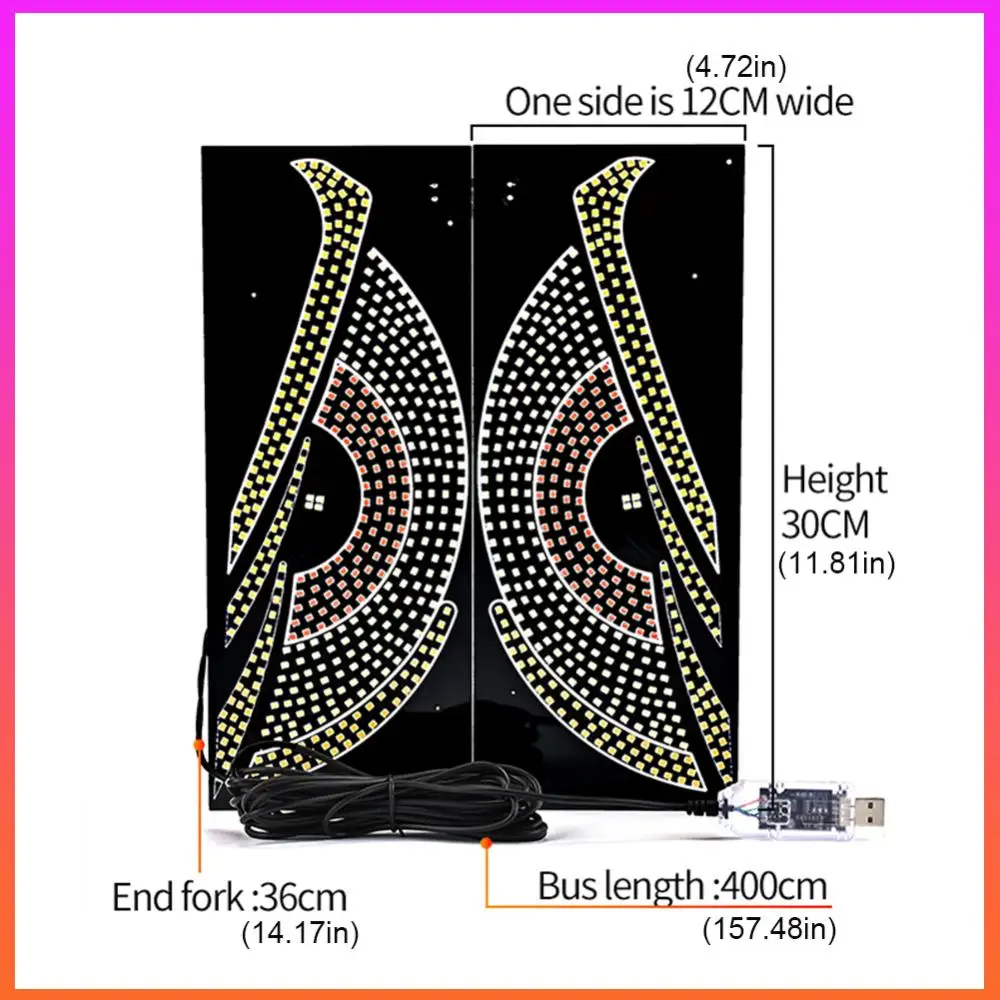 

2Pcs LED Car Front Rear Windshield Glass Light USB Car Evil Eyes Warning Lamp Car Decoration Devil Eye Light for Car Decoration