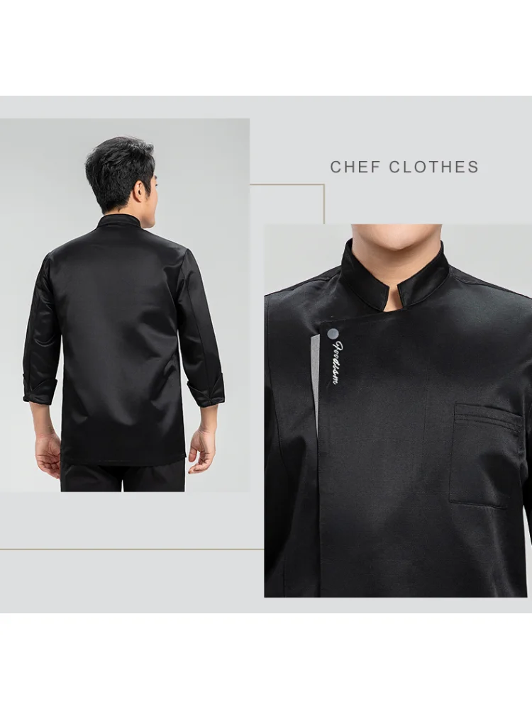 Jaqueta de chef masculina manga longa uniforme de cozinha profissional restaurante hotel workwear outono inverno roupas