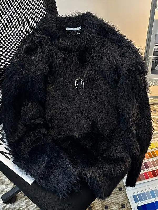 

Вязаный свитер из бархата Bla Mink: свободный, повседневный, уютный, для мужчин и женщин, осенне-зимний, теплый, премиум-класса