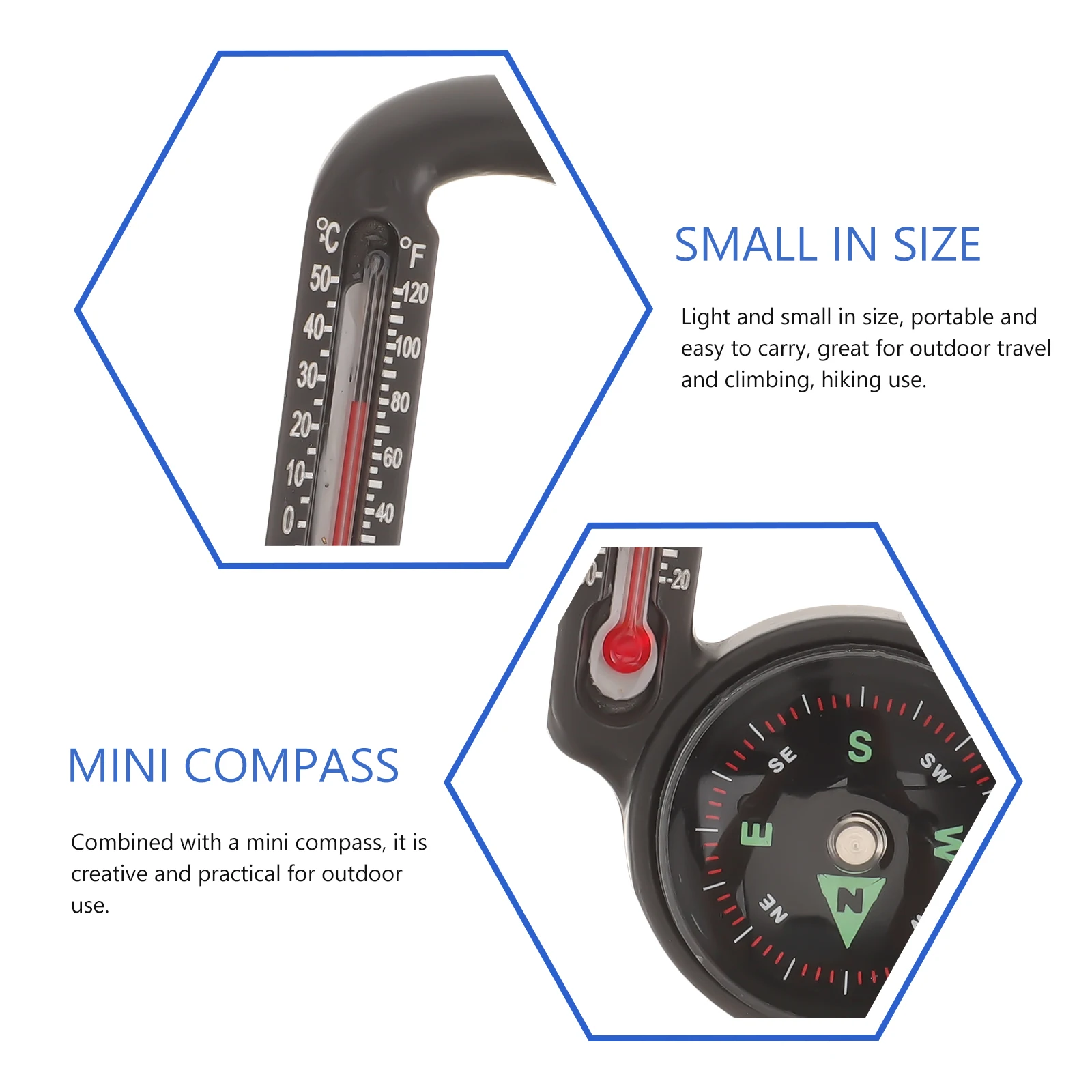 

Mini Compass Carabiner Survival Hiking Pocket Camping Keychain Multifunctional Thermometer Outdoor Accessories Wear-Resistant
