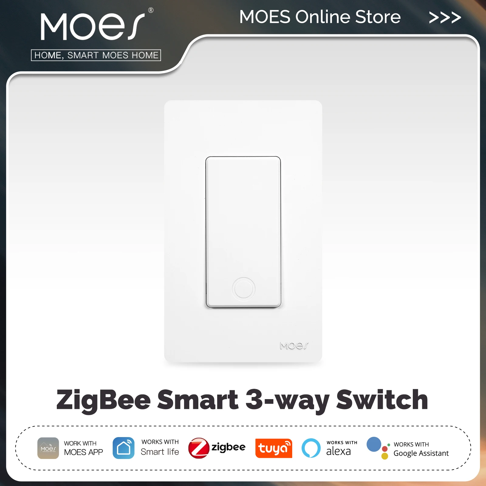 

MOES Tuya Star Ring ZigBee Smart 3-Way Switch US Version Neutral Wire Required App Remote Control Work With Alexa Google Home