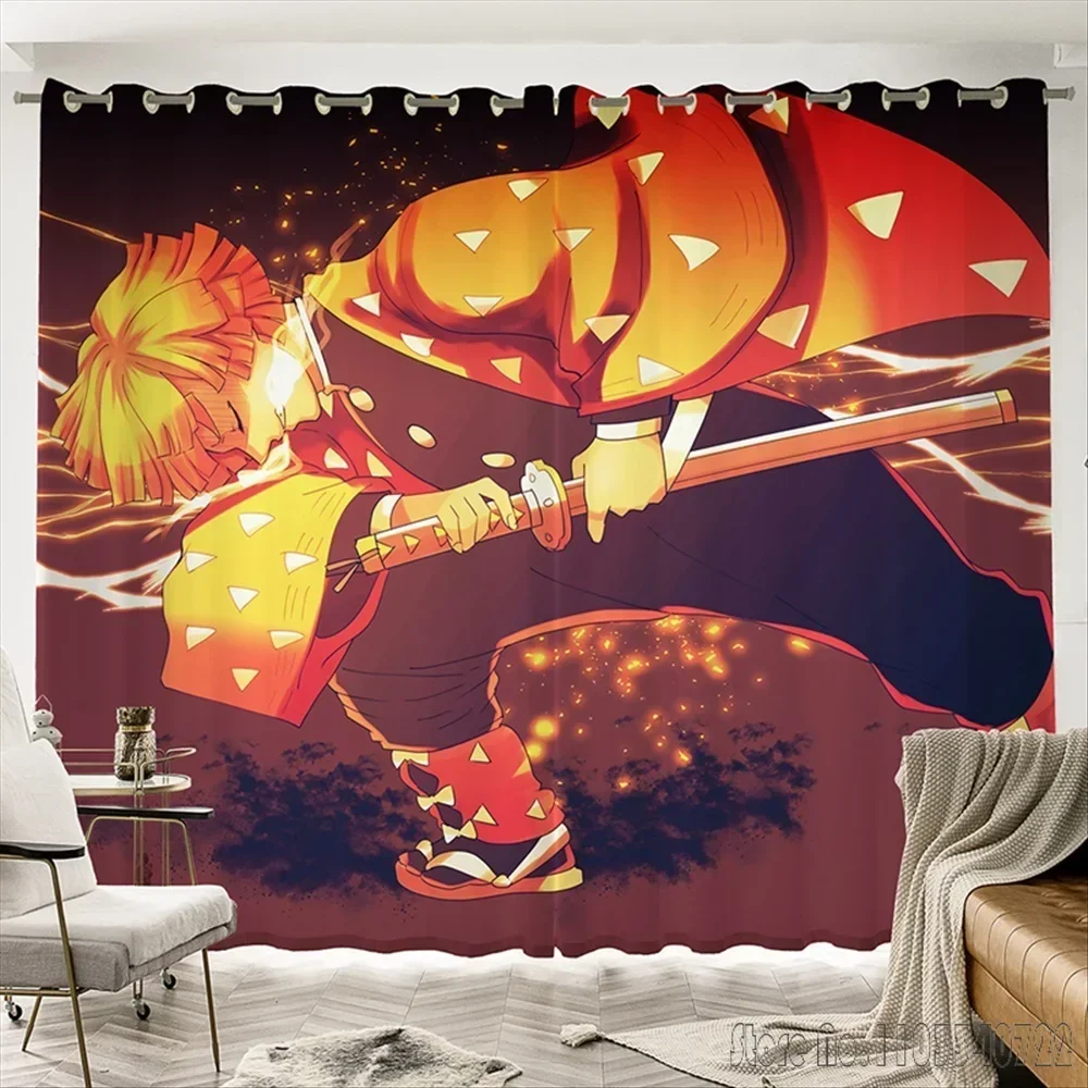 

Anime Demon Slayer Print Q POSKET Window Curtain 3D Print Blackout Curtains Living Room Bedroom Decor Custom Kids Gift