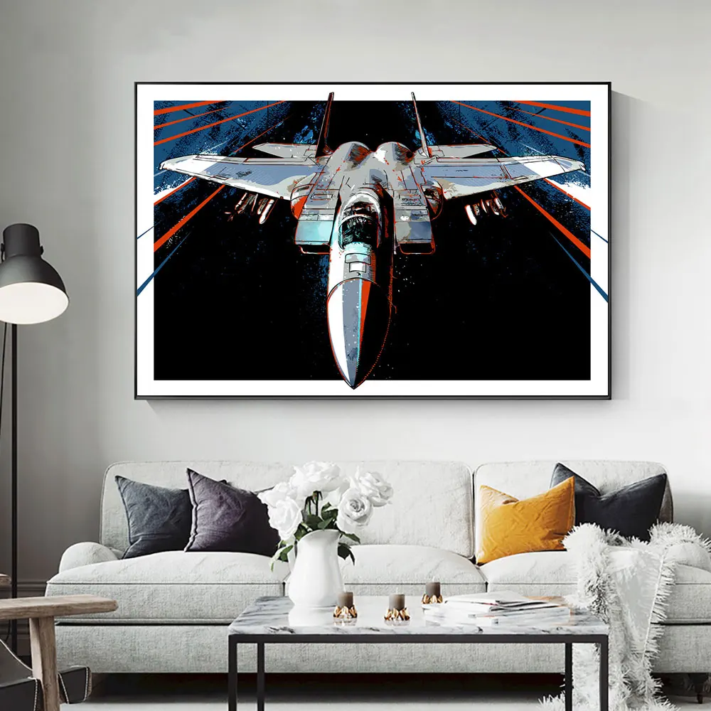 Modern Abstract Combat Aircraft F16 F22 Posters Wall Art Classic American Airplane Painting Painting for Living Room Home Decor