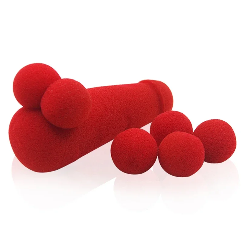 1 Set Small Sponge Brother Magic Tricks 4pcs Red Sponge Balls Funny Gadgets Street Stage Close Up Magic Tricks Magician Joke Pen