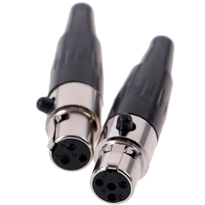 1Pcs Mini XLR 3 4 Pin Female Plug Small XLR Audio Microphone Connector For MIC Soldering Straight