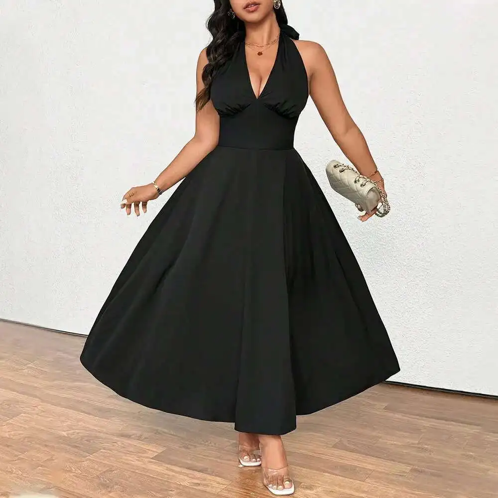 

International Temu Plus Size Women's French Style Elegant Dress Summer New V-neck Party Gown Dress Summer Elegantes Casual Y2k