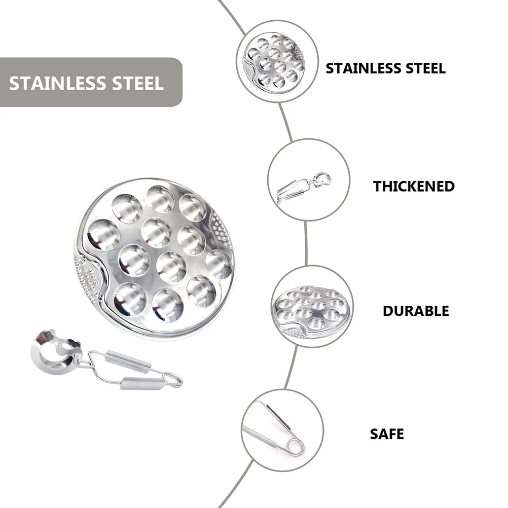 

2Sets Escargot Baking Plate Stainless Steel 12 Holes Snail Plate Thickened Rust-Resistant Oven Dishwasher Safe Shell Food Bbq