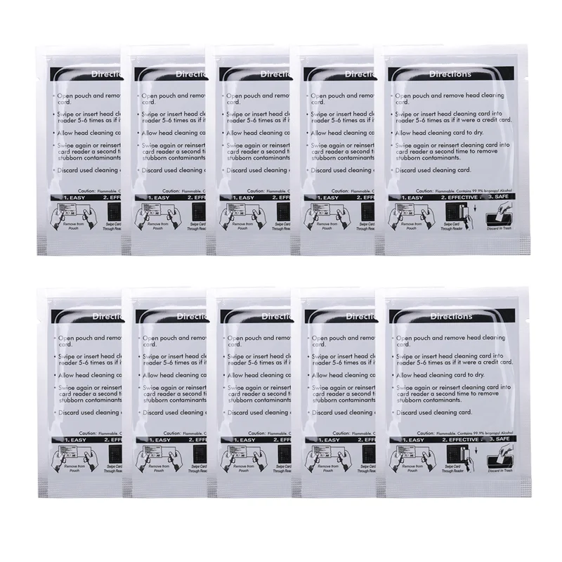 CR80 クリーニングカード、両面カードリーダークリーナー、POS スワイプターミナルクリーニングカード CK-CR80 カードチップクリーナー (10 個) ホワイト