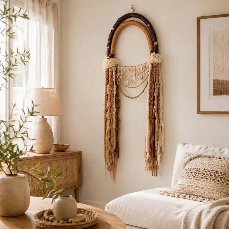 Handmade Bohemian Lace Pendant Coastal Fiber Art Large Wall Decoration for Living Room Hotel Decor
