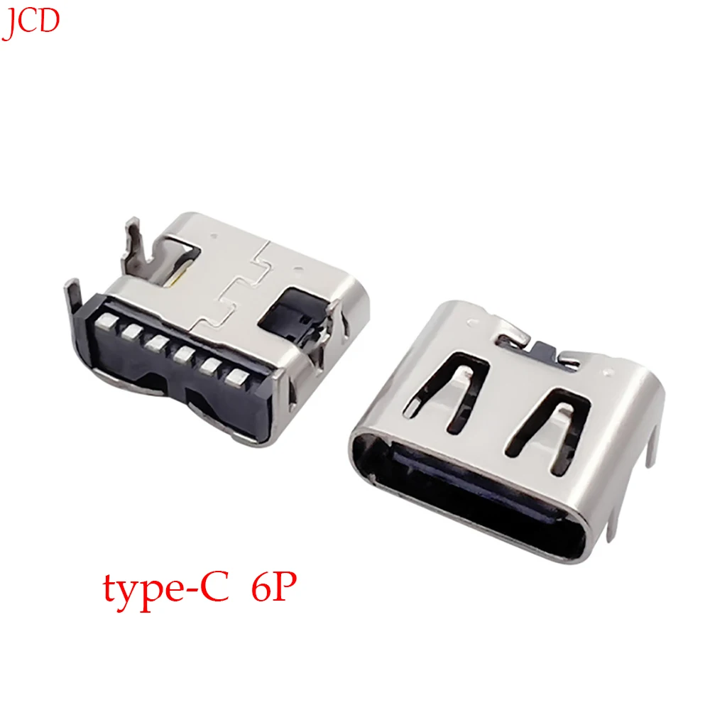 

5/10/20PCS SMD USB-3.1 Socket Type-C Female Base 6P Simple Type 4 Fixed Pins For High Current Fast Charging