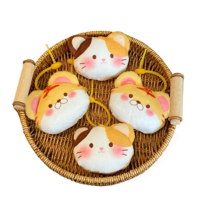 Niedliche Plüsch-Katzen-Tiger-Münzbörse Schlüsselanhänger Weicher Flauschiger Stoff Kawaii Kopfhörer-Tasche Münzaufbewahrungstasche Rucksack-Deko Anhänger Geschenke – Detail 5