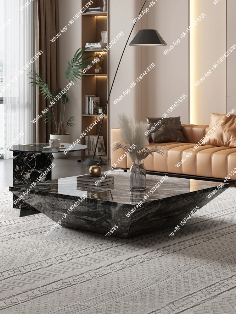 

Italian Luxury Mobile Nesting Tables, Venetian Brown Marble & Side Table Set, Heat&Scratch Resistant, Master Design, Customize.