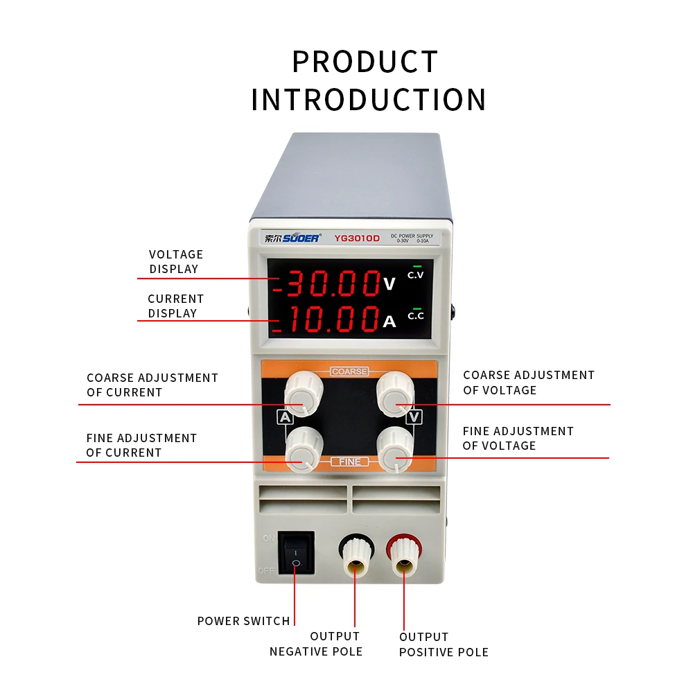 CE 30 فولت 10A قابل للتعديل التبديل تيار مستمر امدادات الطاقة ماس كهربائى حماية شاشة الكريستال السائل لمعدات الاتصالات المختبرية 240 فولت 22