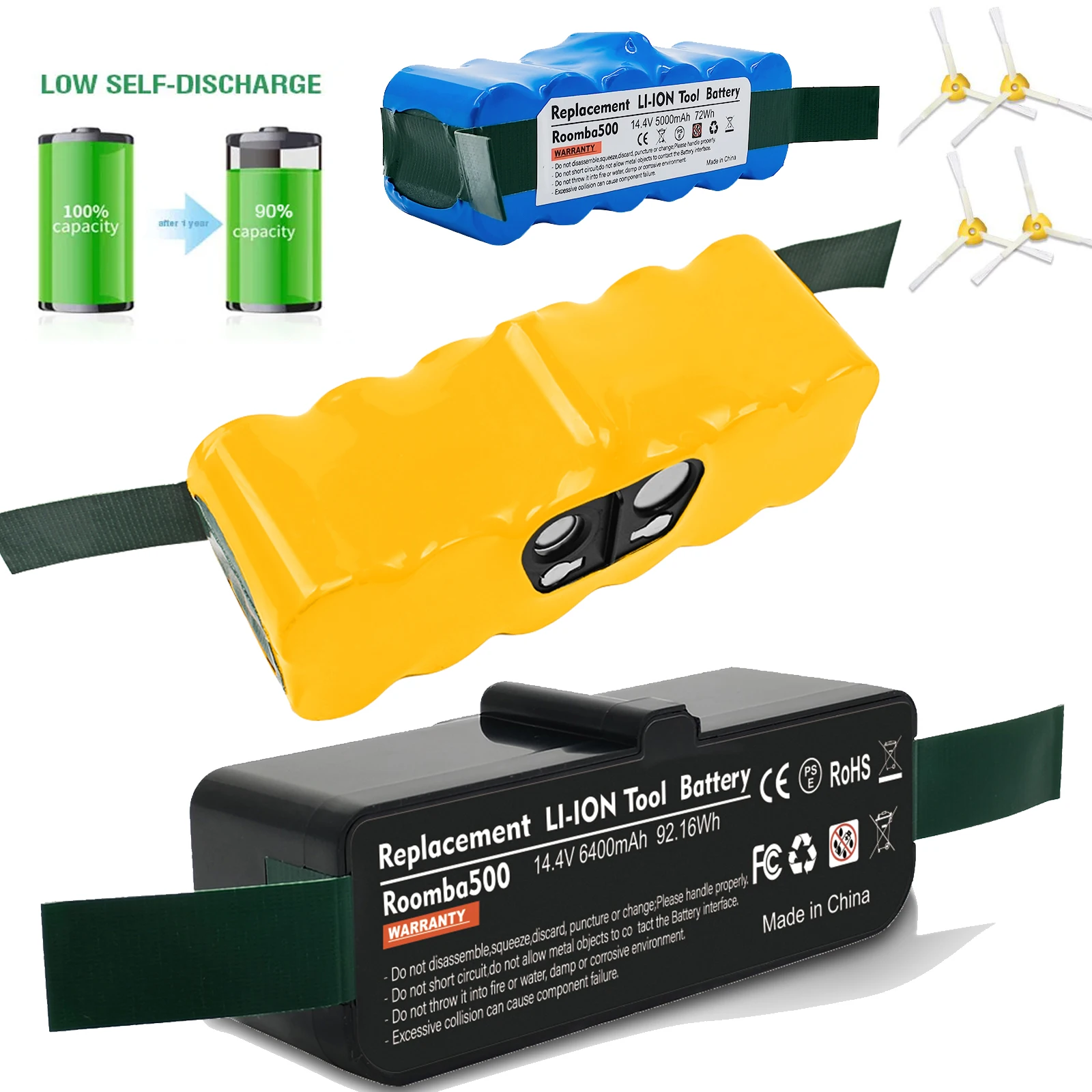 6.4Ah 14.4V Li-ion Battery for iRobot Roomba 500 600 700 800 Series 510 530 550 560 580 620 630 650 760 Vacuum Cleaner Battery