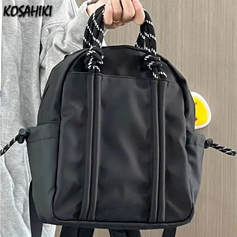 

Vintage Grunge Streetwear Students Schoolbags 2024 Casual Fashion All Match Handbags Women Preppy Y2k Aesthetic Simple Backpacks