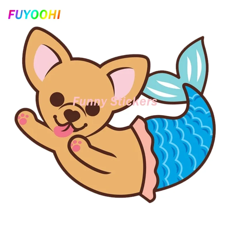 FUYOOHI Exterior/Protection Funny Stickers Pet Dog Chihuahua Mermaid Auto Decors on Bumper Rear Window Sunscreen Vinyl Decal