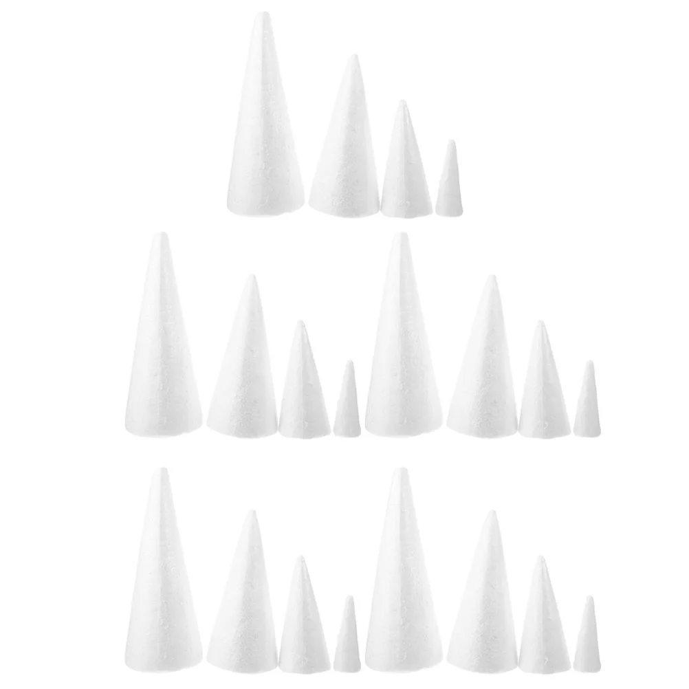 20 Pcs DIY Cone Mould Foam White Christmas Tree Foams Model for Painting Models Toy