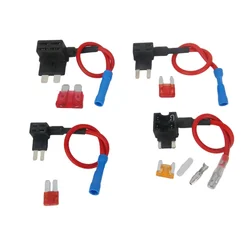 12V MINI SMALL MEDIUM Size Car Fuse Holder Add-a-circuit TAP Adapter with 10A Micro Mini Standard ATM Blade Fuse