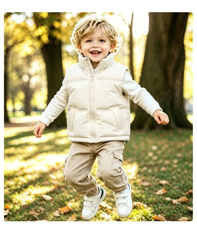 Dicke Weiche Weste für Jungen und Mädchen, Kinder Herbst Winter Winddichte Warme Weste, Baby Freizeitweste, Schüler Outdoor Campus Sportweste, Kinder – Detail 19