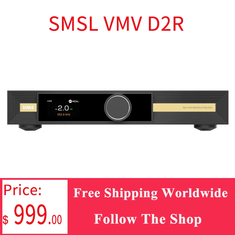 

SMSL VMV D2R High-Res Audio DAC BD34301EKV ROHM Chip Bluetooth APTX-HD MQA-CD XU316 DSD512 I2S With Remote Control