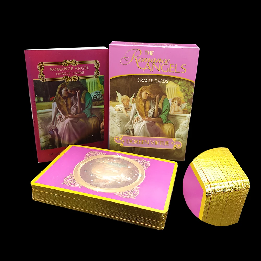 

11×8CM Gold edge The Romance Angels Oracle Cards-A 44-Card Deck & English Guidebook