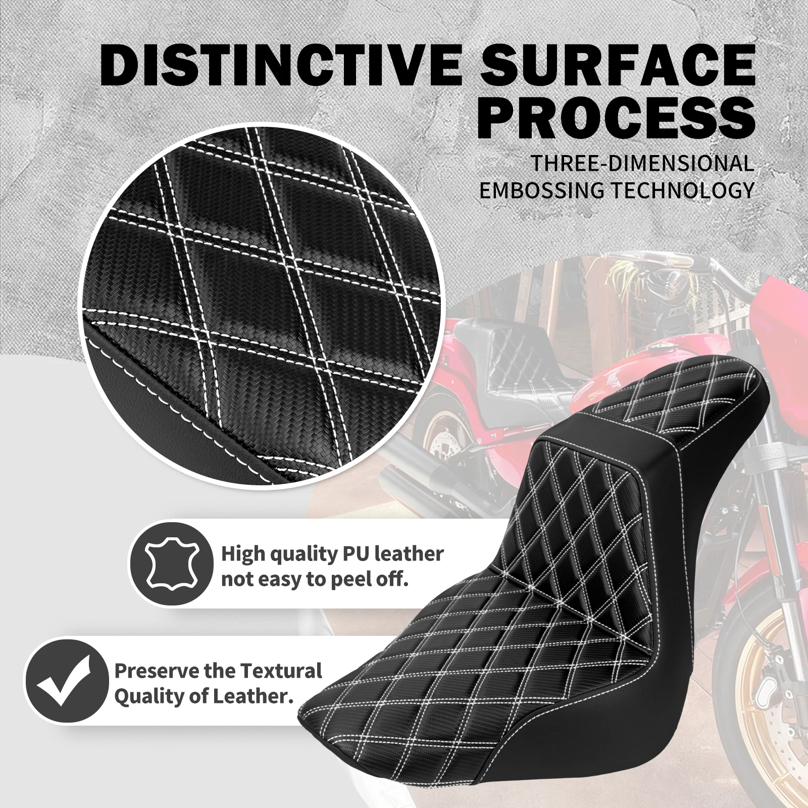 Motorcycle Two-Up Seat Driver Passenger Rider Front Rear Saddle Cushions For Harley Softail Breakout 2023-2025 Fat Boy 2018-2025