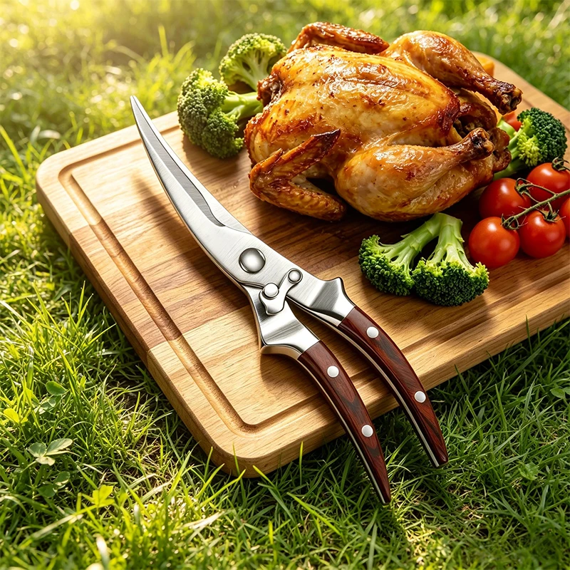 Stainless Steel Grill Shear Multifunctional Barbecue Scissors Food Vegetable Meat Scissor Outdoor Gadget Peferct for BBQ Camping