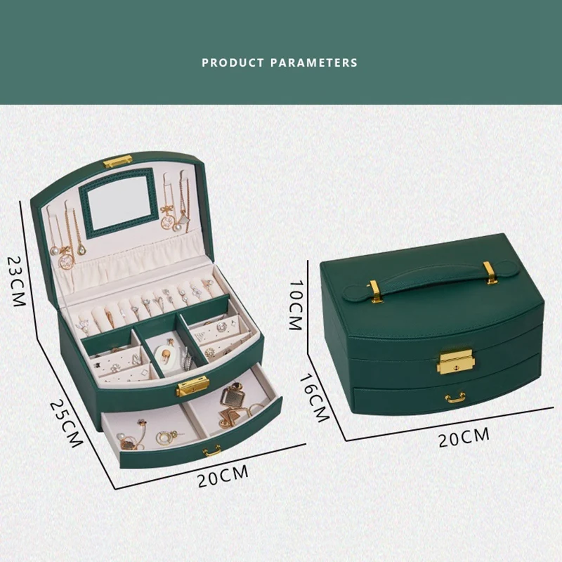 Jewelry Box High Capacity PU Leather Necklace Earrings Rings Bracelets Jewelry Box Portable Travel Casket