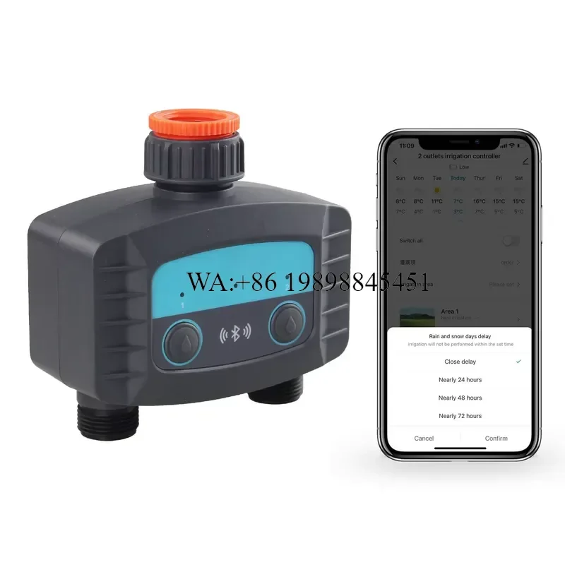 WMWMNU for App WiFi BLE Smart Water Timer 2 Zone Automatic Garden Sprinkler Drip Irrigation System Controller