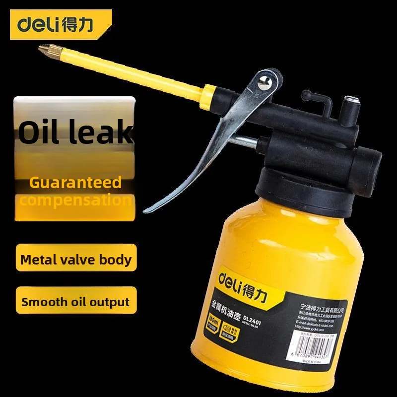 Deli Oil Can Lubrication Metal/Plastic High Pressure Pump Grease Guns Car Oil Pot Bottle Car Repair Tool 180ml 250ml 350ml 500ml