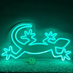 Gecko Lizard Neon Sign Dimable LED Neon Light USB Powered Wall Decor for Bedroom Man Cave Pet Store Zoo Man Cave Gift for Friend