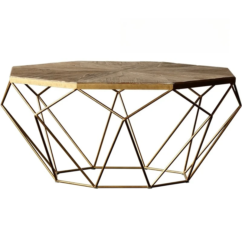 

Скандинавский креативный простой круглый металлический чайный столик в европейском стиле для гостиной, журнальный столик из массива дерева с поверхностью из нержавеющей стали