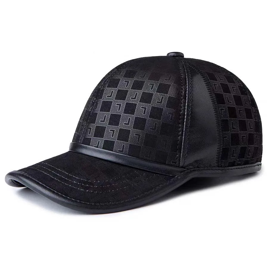Hat For Man Genuine Suede Leather Baseball Caps Two Color Splicing Male Casual Sheepskin 55-60 Adjustable Sports Flight Hats